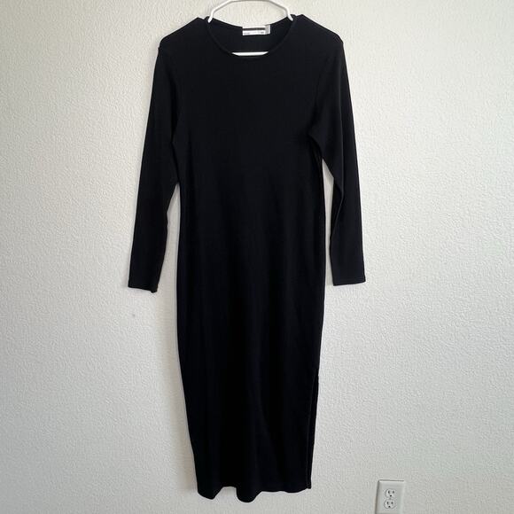 GRP1 knit Black dress 100% Cotton Lagenlook Made in Los Angeles USA Medium Ad9 - Picture 3 of 6